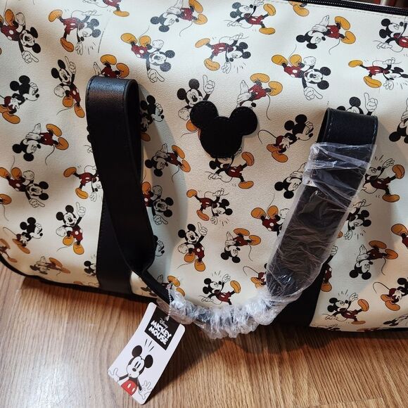 🇬🇪🔥NWT Disney Bioworld Ivory Mickey Mouse Roller Duffel Travel Bag - Picture 5 of 15